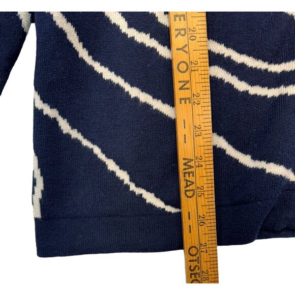 Susan Graver Womens Zip-Up Cardigan Sweater L Dark Navy & Beige Abstract Print - Picture 6 of 10